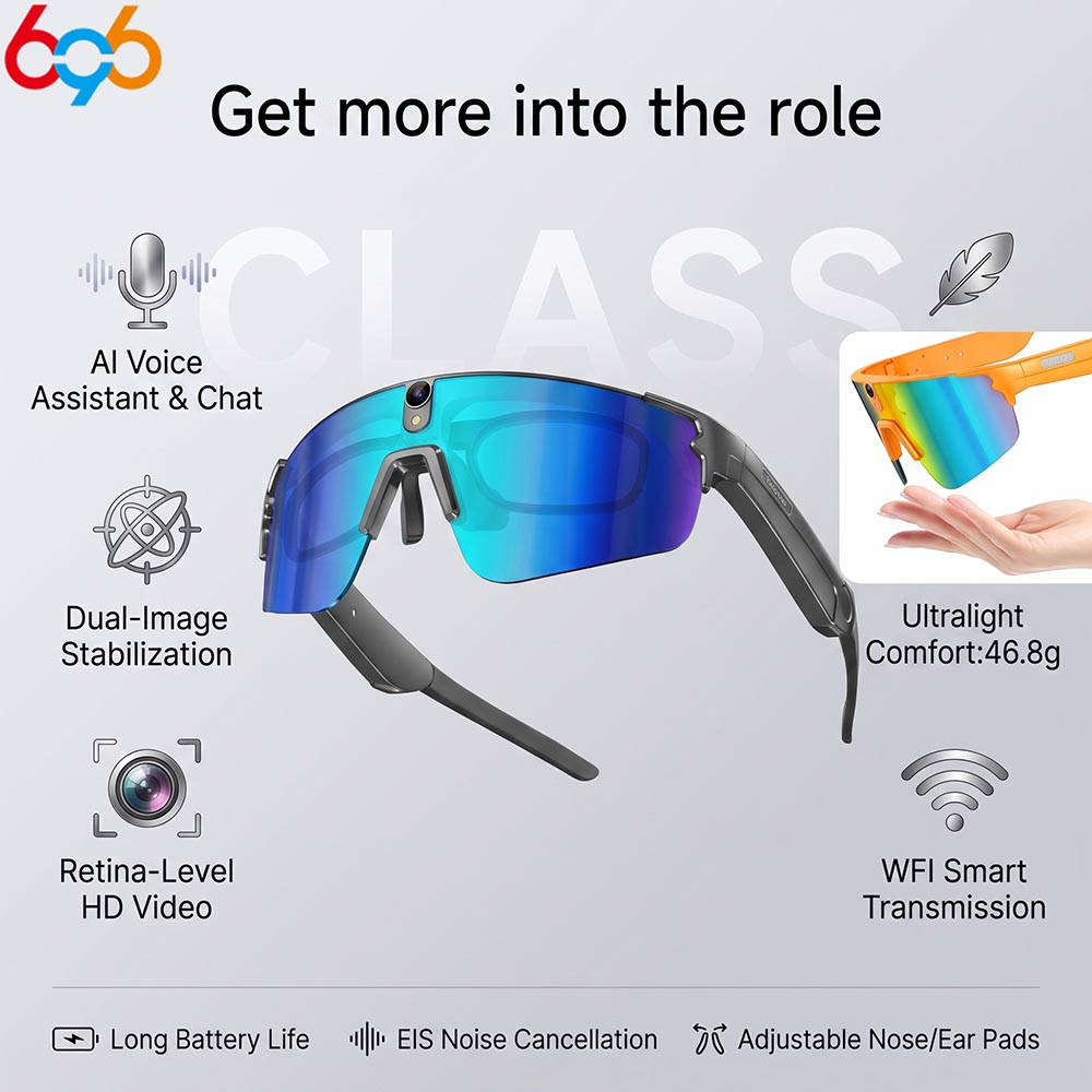 Smart Glasses Lens - Óculos Inteligentes com IA, Câmera HD