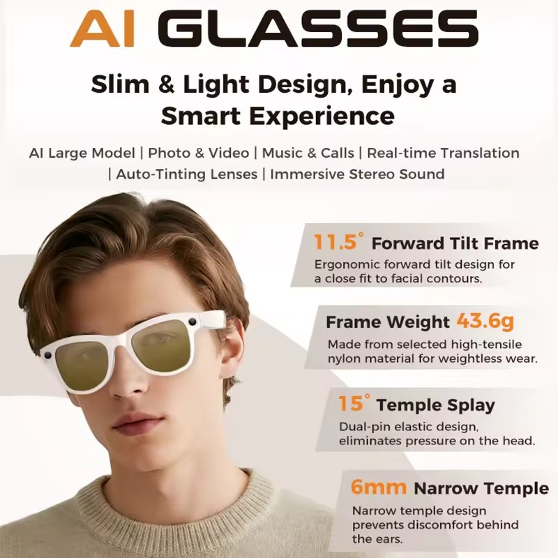 Novo 800w 4k câmera hd óculos  - Smart Glasses Lens avaliação e preço